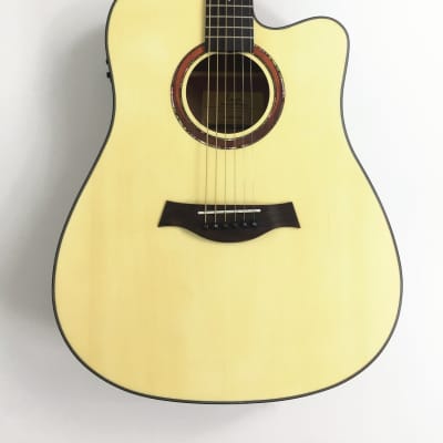 Haze W1654CEQN Dreadnought Solid Spruce Top Built in Tuner/EQ Electro-Acoustic Guitar - No case or bag image 3