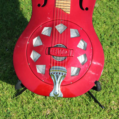 Beltona Pasifika Square Neck Single Cone Resonator Guitar 2009 Red image 7