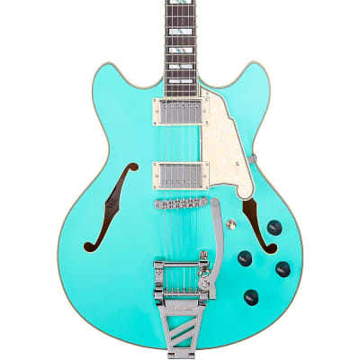 D'Angelico Deluxe DC Semi-Hollow Electric Guitar With Shield Tremolo Matte Surf Green image 1