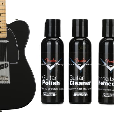 Fender Player Telecaster Left-handed - Black with Maple Fingerboard  Bundle with Fender Custom Shop Deluxe Guitar Care System - 4-Pack image 1