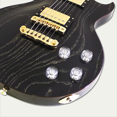 NEW ARIA PRO II - PE-LUX BLACK & GOLD STAINED ELECTRIC GUITAR image 3