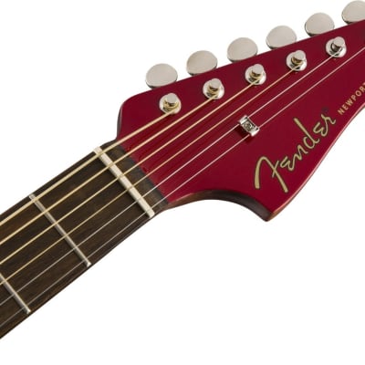 Fender Newporter Player in Electric Acoustic Guitar in Candy Apple Red with Walnut Fretboard image 7