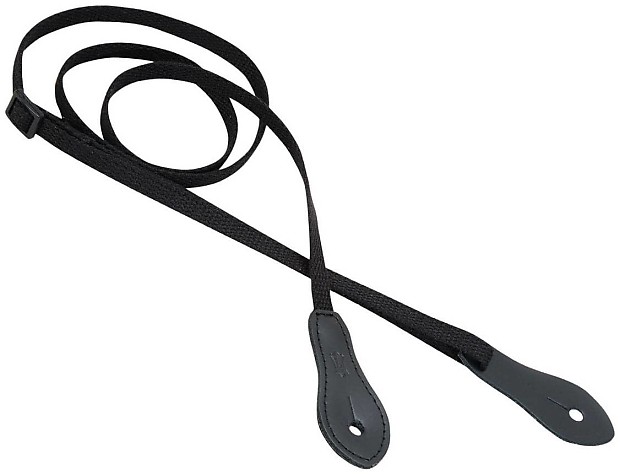 Levy's M19C2 1/2" Cotton Mandolin/Ukulele Strap w/ Leather Strap Pin End - Black image 1
