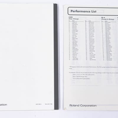 Roland XV-5080 Synthesizer Module Owners Manual with Q&A Sound List image 2