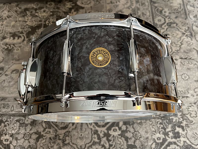 Gretsch 6.5 x 14 Broadkaster Snare Drum w/Lightning Throwoff - Deep Black  Marine Pearl