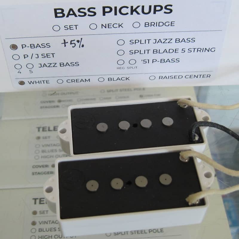 Lindy Fralin Precision Bass Pickups with White Covers 5% Overwound