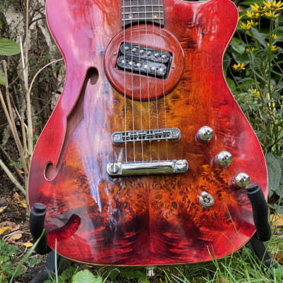 NAH Guitars Telstar 2 Custom 2021 Poplar Burl Yellow - Red Burst image 2