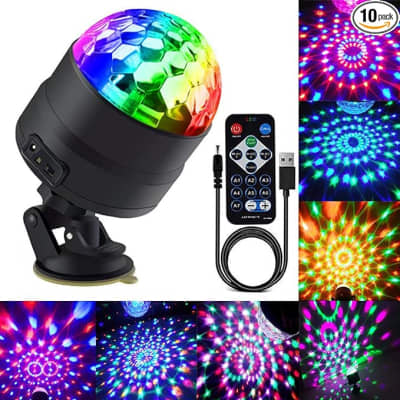 party lights, dj rave lights led strobe lights sound activated stage lights  projected effect dancing lights remote control for birthday xmas wedding  bar kids christmas-1 pack