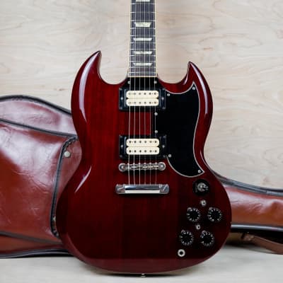 Burny RSG-75-63 MIJ 1980 Cherry  63' Reissue Vintage SG Style Guitar Made in Japan w/ Bag image 1