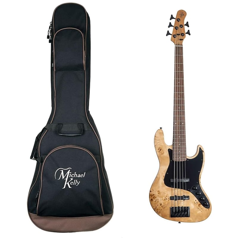 Michael Kelly Custom Collection Element 5R Electric Bass Guitar, 5-String, Pau Ferro Fingerboard, Natural, with Gig Bag image 1