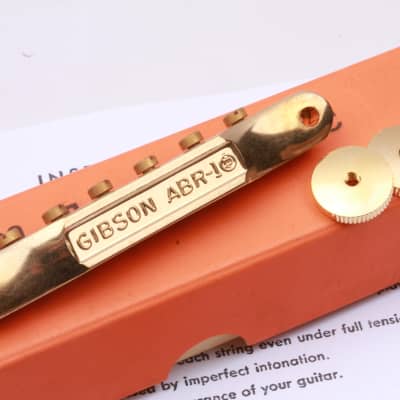 Gibson®Gold Vintage Shaped LOW-PROFILE Nonwire ABR-1 with Area59' Softbrass Kit and Repro Orange Box image 3