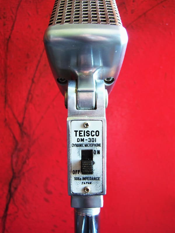 Vintage 1960's Teisco DM-301 dynamic microphone Hi Z Satin Chrome w desk  stand # 1 PROP Lafayette