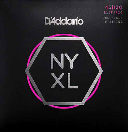D’Addario NYXL45130 5-String Nickel Wound Regular Light Bass Strings 45-130 image 1
