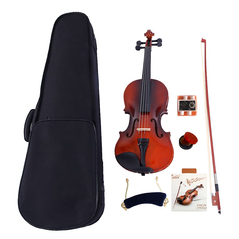 Glarry GV100 1/8 Acoustic Solid Wood Violin Case Bow Rosin Strings Shoulder Rest Tuner 2020s - Natural image 1