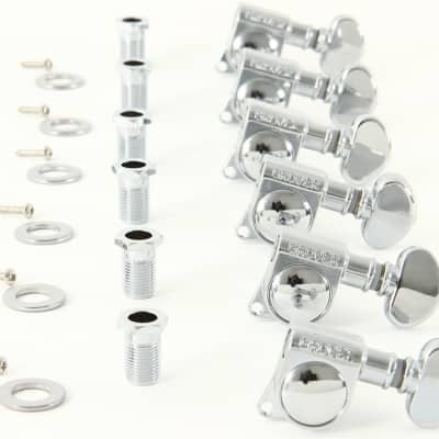 Grover 406C6 Mid-Size Locking Rotomatics Tuning Machine Set - 6-In-line - Chrome image 1