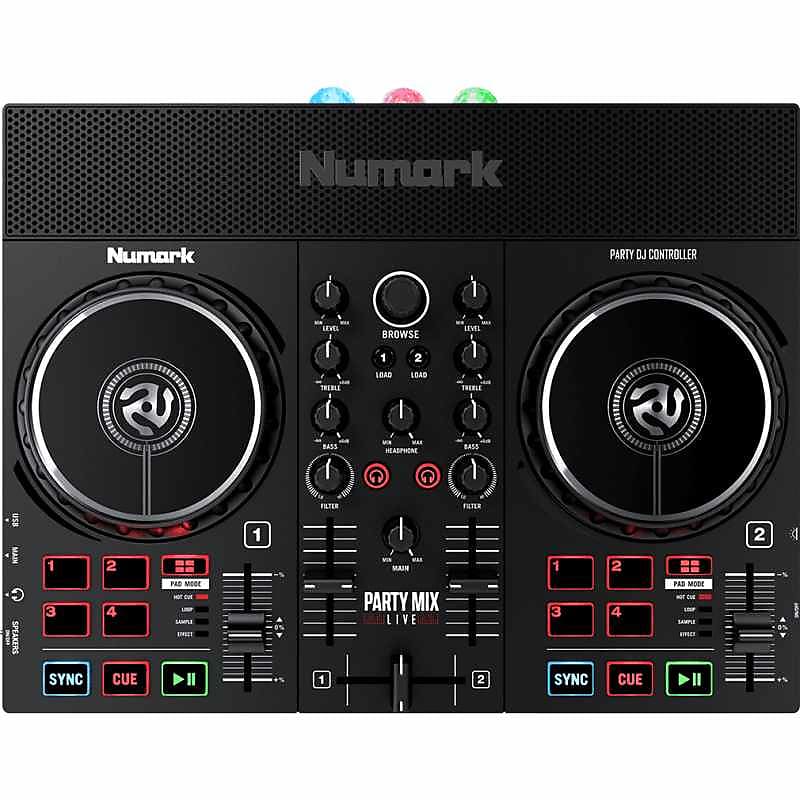 Partymix2 Numark Contrôleur DJ 2 voies avec carte son et éclairages