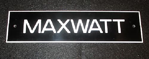 MAXWATT Logo 8 1/4" x 1 3/4" Circa 2017 - Black  (Temporary HIWATT brand name only used in the US and Japan for about 1 year) image 1