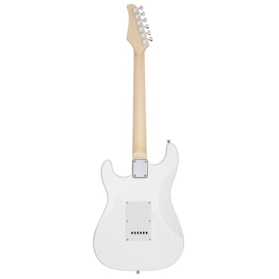 Glarry GST Stylish H-S-S Pickup Electric Guitar Kit with 20W AMP Bag Guitar Strap 2020s - White image 3