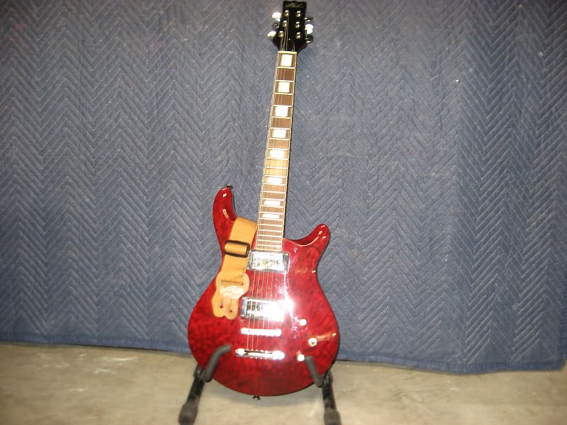 PHIL Electric 6 String. Red PRS Type. Player package with Bag, Strap, Stand and Cord. image 1