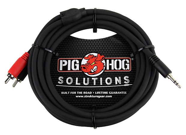 Pig Hog PB-S3R10 3.5mm TRS to Dual RCA Stereo Breakout Cable - 10' image 1