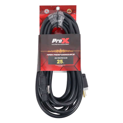 Pair of 2x Pro X 25 Ft. 12AWG 120VAC Male Edison NEMA 5-15P to Powerkon for Power Connection compatible devices image 3
