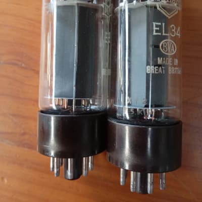 Mullard pair EL34 6CA7 1960's xf2 OO getter. image 2
