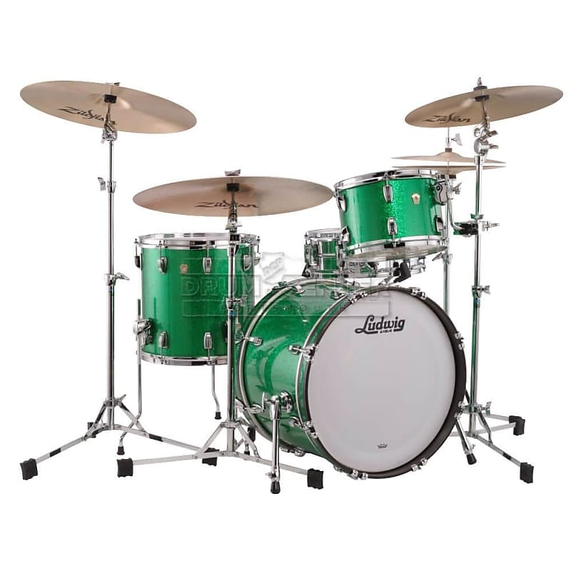 Ludwig Classic Maple 3pc Drum Set Green Sparkle image 1