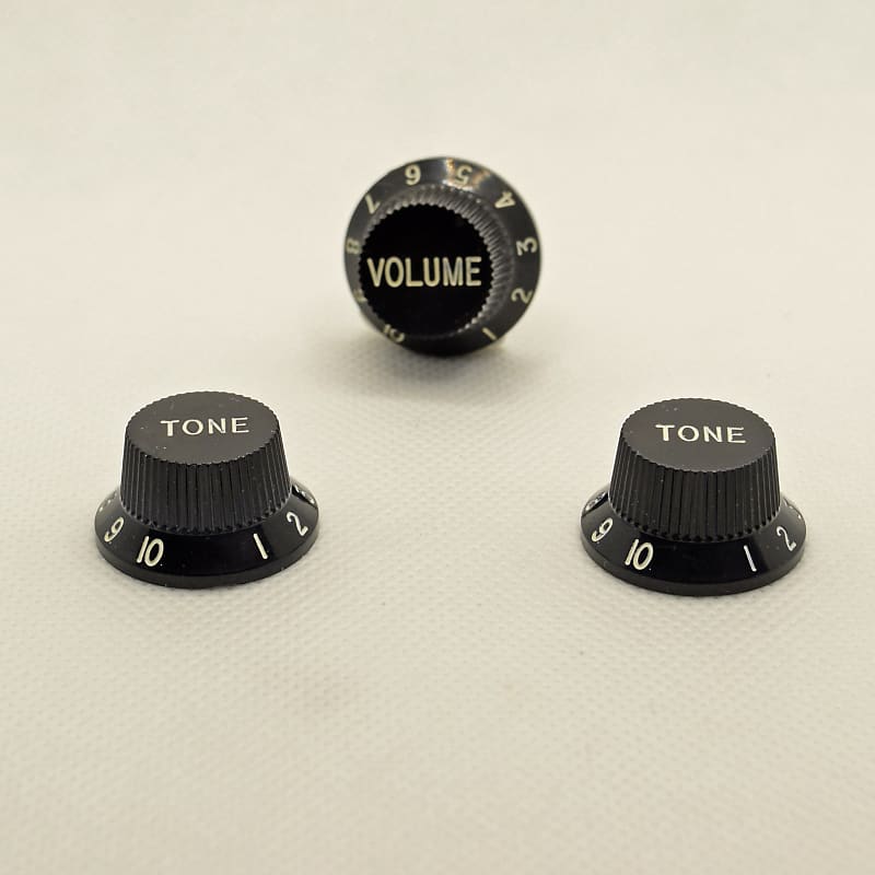 Set of Three Black Strat Replacement Knobs Reverb