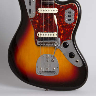Fender  Jaguar Solid Body Electric Guitar (1962), ser. #91240, original brown tolex hard shell case. image 3