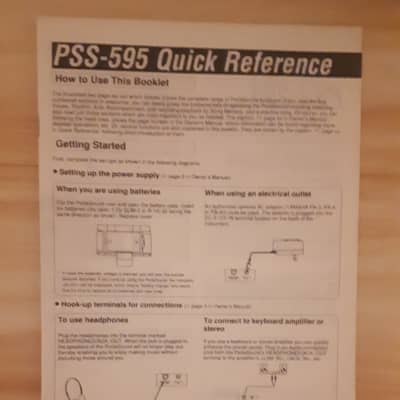 Yamaha PSS-595 Quick Reference Booklet in English, German, French & Italian