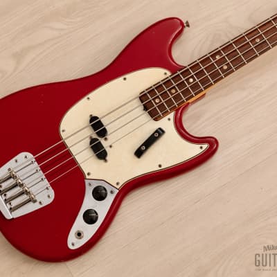 1967 Fender Mustang Bass Vintage Short Scale Bass Dakota Red w/ Case for sale
