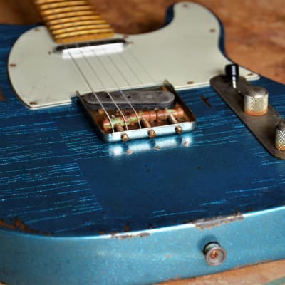 American Fender Custom Telecaster Nitro Heavy Relic Blue Sparkle image 5