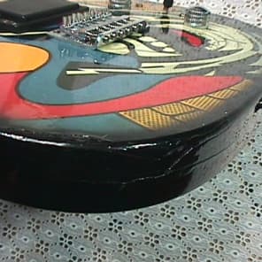 Vintage Rockster Solid Body Electric Guitar with Spiderman? Kick Axx on it's Front as-is image 6