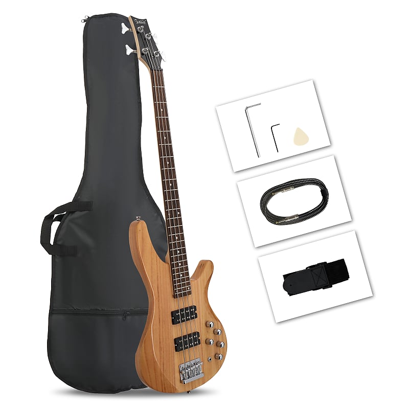 Glarry 44 Inch GIB 5 String H-H Pickup Laurel Wood Fingerboard Electric Bass Guitar with Bag and other Accessories 2020s - Burlywood image 1