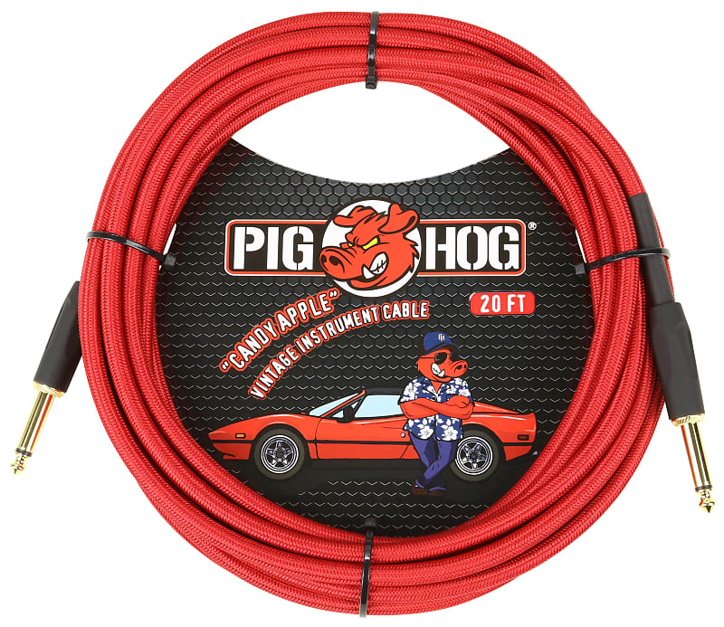 Lifetime Warranty! Pig Hog PCH20CA Candy Apple Red 1/4" / 1/4" Instrument Cable - 20' image 1
