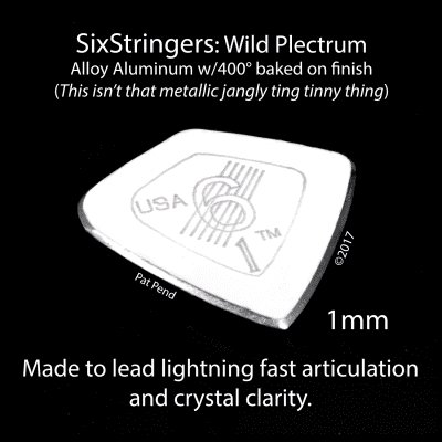 SixStringers Inc. Wild Plectrum Alloy Aluminum 1mm (one pick) THE WARM METAL GUITAR PICK image 3