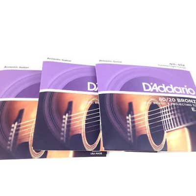 D'Addario Guitar Strings - 3 Pack - Custom Light 80/20 Bronze .11-52 image 1