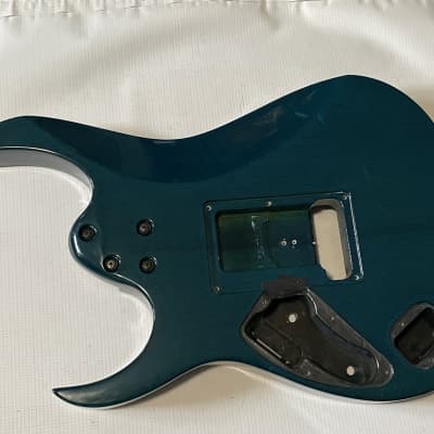 1999 Japan Fujigen Ibanez RG520QS Transparent Blue Guitar Body Floyd Ready image 14