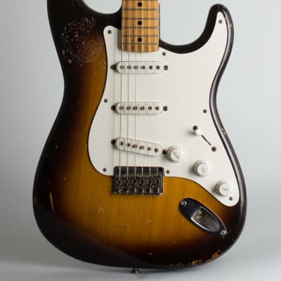 Fender  Stratocaster Non Tremolo Solid Body Electric Guitar (1956), ser. #10339, original tweed hard shell case. image 3
