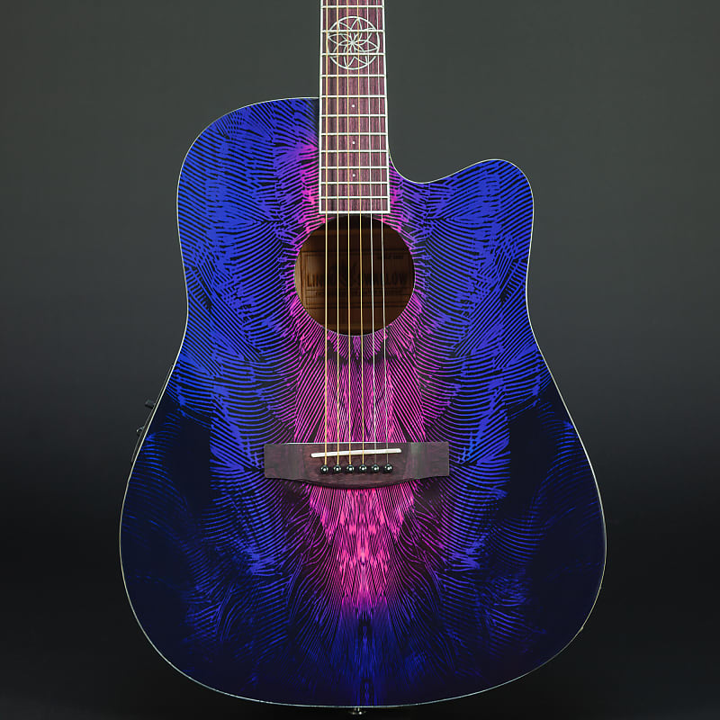 Lindo Swallow V2 Steel Strings Electro Acoustic Guitar Dreamcatcher 12th Fret Inlay Purple Pink Burst Luminlays