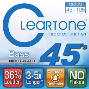 Cleartone 6445 No Feel Coated Bass Strings - Medium (45-105)