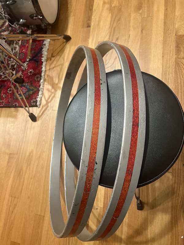 Ludwig 24” bass drum wooden hoops Sliver/Red Reverb