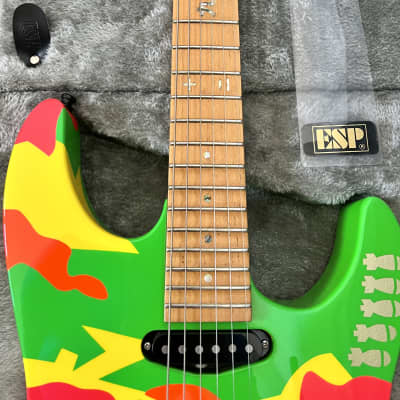 ESP Custom Shop George Lynch Kamikaze IV 8-Tooth Headstock Chinese Character Inlays 1990's Scalloped image 5
