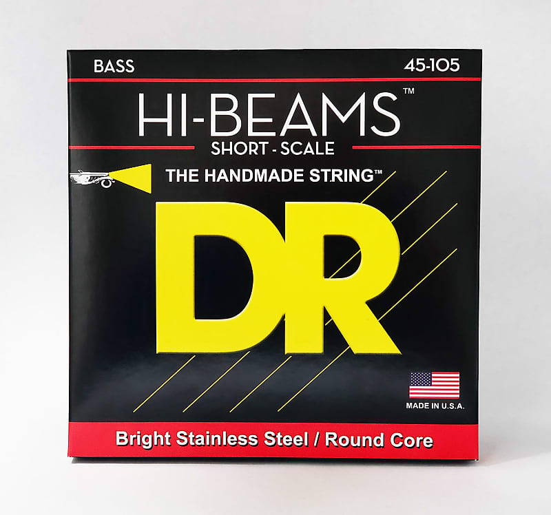 DR HI-BEAMS Bright Stainless Steel/Round Core SHORT SCALE 45-105 Bass Strings, 4-String Set, SMR-45 image 1