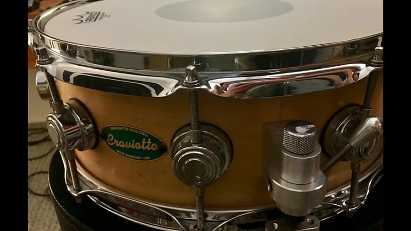 DW Craviotto Steam-Bent Maple 5x14 Snare Drum Solid 2003 Green Badge Signed image 1