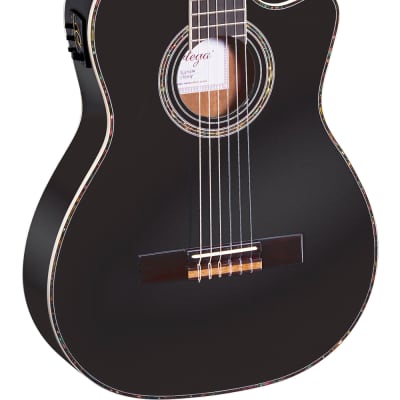 ORTEGA RCE145BK Nylon Thinline Elektro-Akustik-Gitarre 4/4 inkl. Gigbag, schwarz image 2