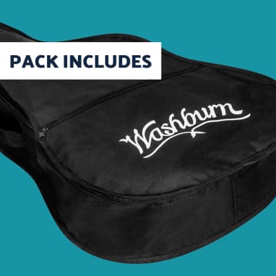 Washburn AD5CEPACK Dreadnought Mahogany Neck 6-String Acoustic-Electric Guitar w/Gig Bag, Straps & Pick image 10