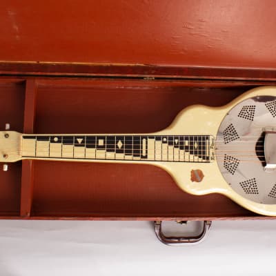 National  Reso-Phonic Model 1033 Hawaiian Resophonic Guitar (1956), ser. #X-58090, original brown hard shell case. image 10