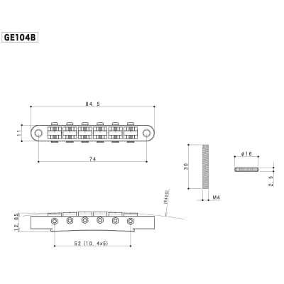 NEW Gotoh GE104B ABR-1 Tunematic Tune-o-matic Bridge w/ M4 Threaded Posts CHROME image 3