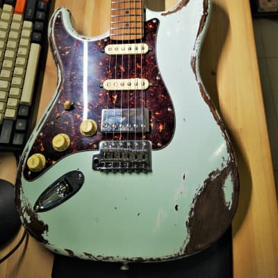 Warmoth  Left Handed heavy Relic Partscaster  Surf Green image 1